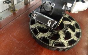 Mechanism part 3D printed in Onyx and Kevlar on the Markforged Mark Two